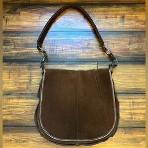 RARE YSL Yves Saint Laurent Rive Gauche Mombasa Suede Crossbody Saddle Bag